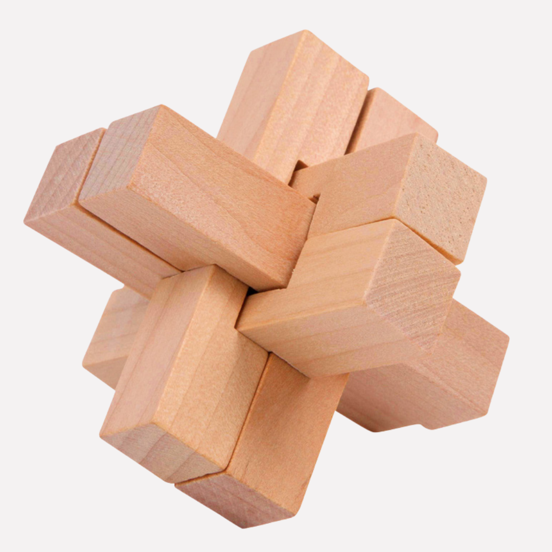 Casse-Têtes Woody en bois naturel, un jeu de puzzle stimulant pour les amateurs de défis