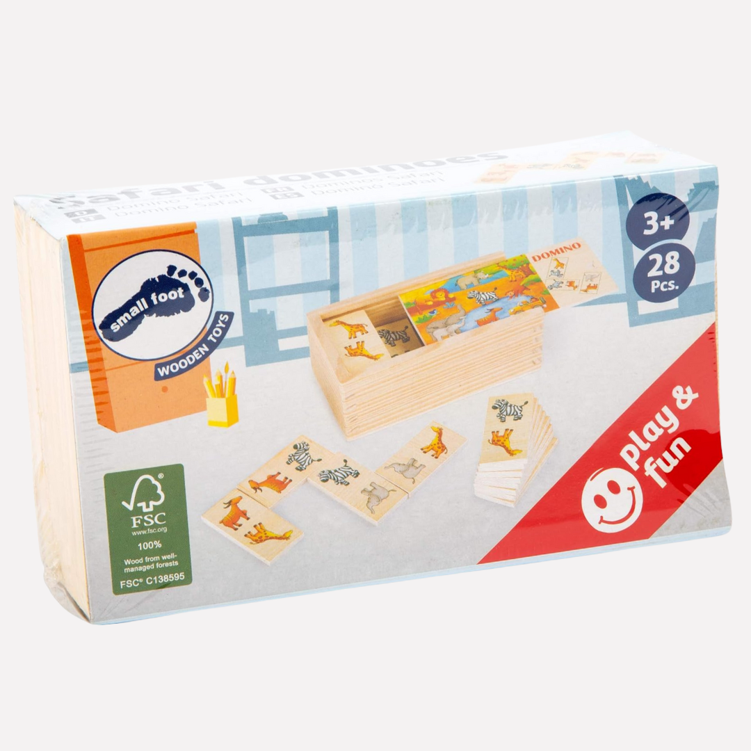 Jeu Domino Safari en bois de Jokajeux avec 28 pièces pour enfants à partir de 3 ans