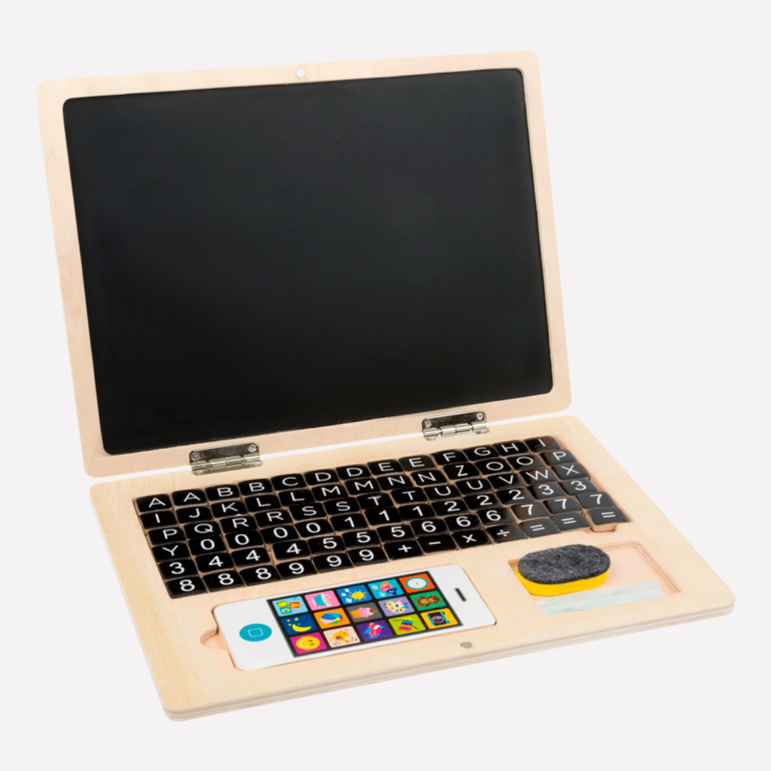 Jouet Ordinateur Portable en Bois de Jokajeux avec clavier et écran interactif pour enfants