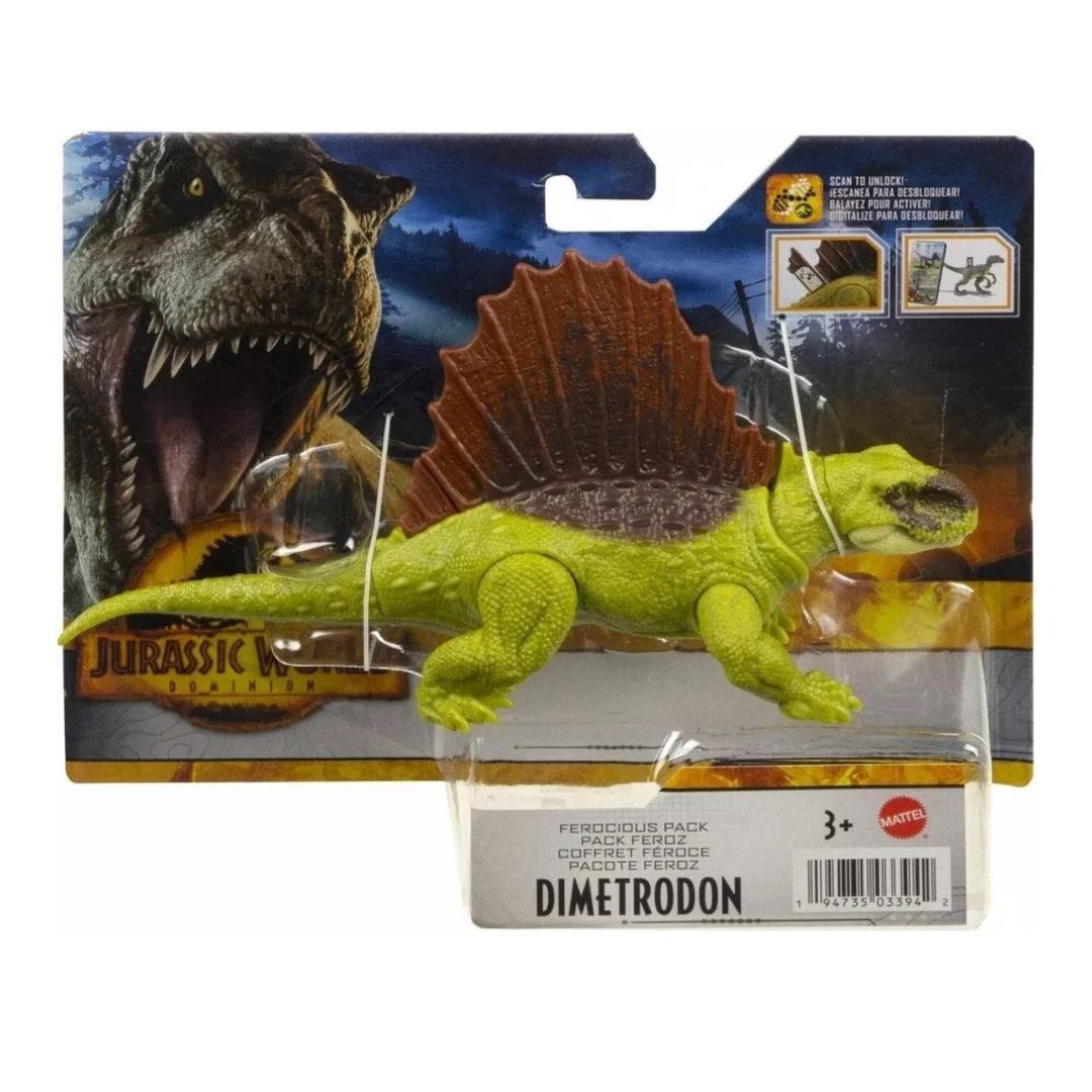 Figurine dinosaure Jurassic World Dimétrodon verte avec détails réalistes, idéale pour les jeux imaginatifs