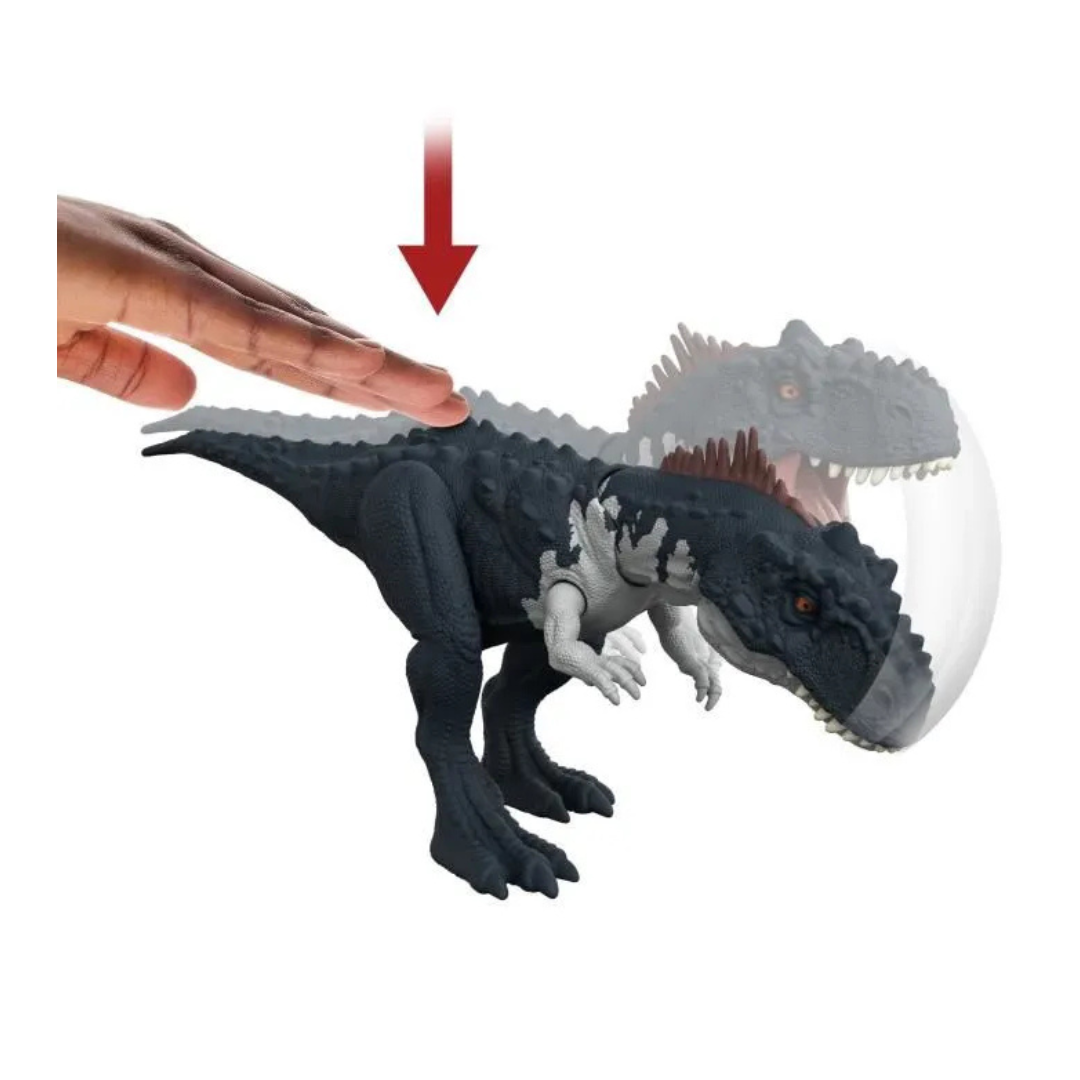 Figurine Dinosaure Rajasaurus avec mécanisme interactif pour les enfants qui adorent les dinosaures