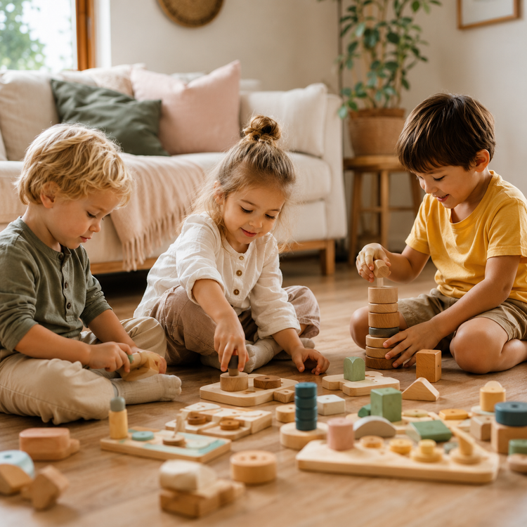 Collection Univers en Bois avec des jouets créatifs en bois naturel pour éveiller l'imagination des enfants