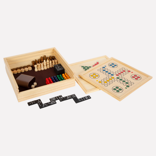 Coffret 7 Jeux Classiques en Bois – Tradition et Plaisir de Jouer