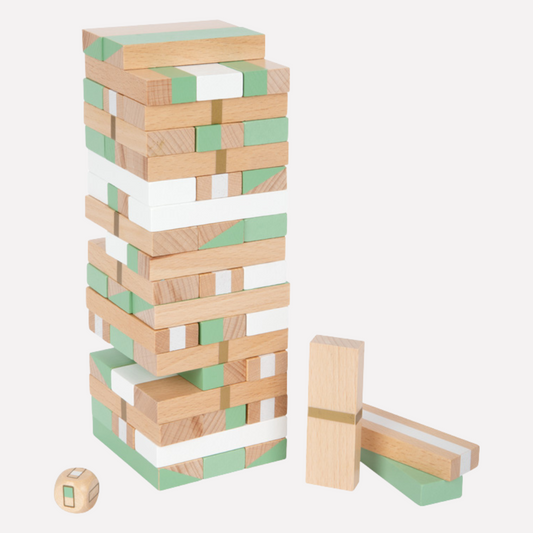Jeux en bois Jokajeux, tour de blocs empilables avec dés pour des heures de divertissement familial