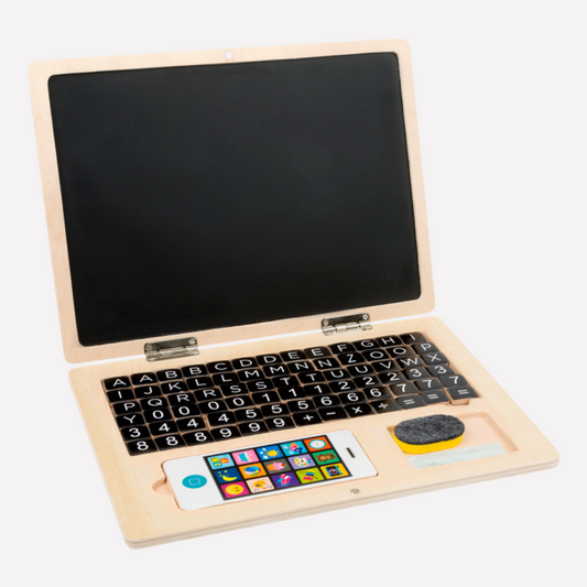 Jouet Ordinateur Portable en Bois de Jokajeux avec clavier et écran interactif pour enfants